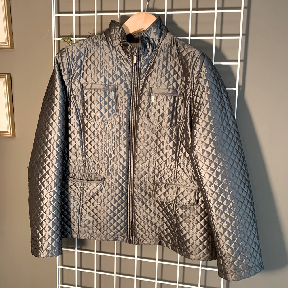 Quilted Silver Fall Coat